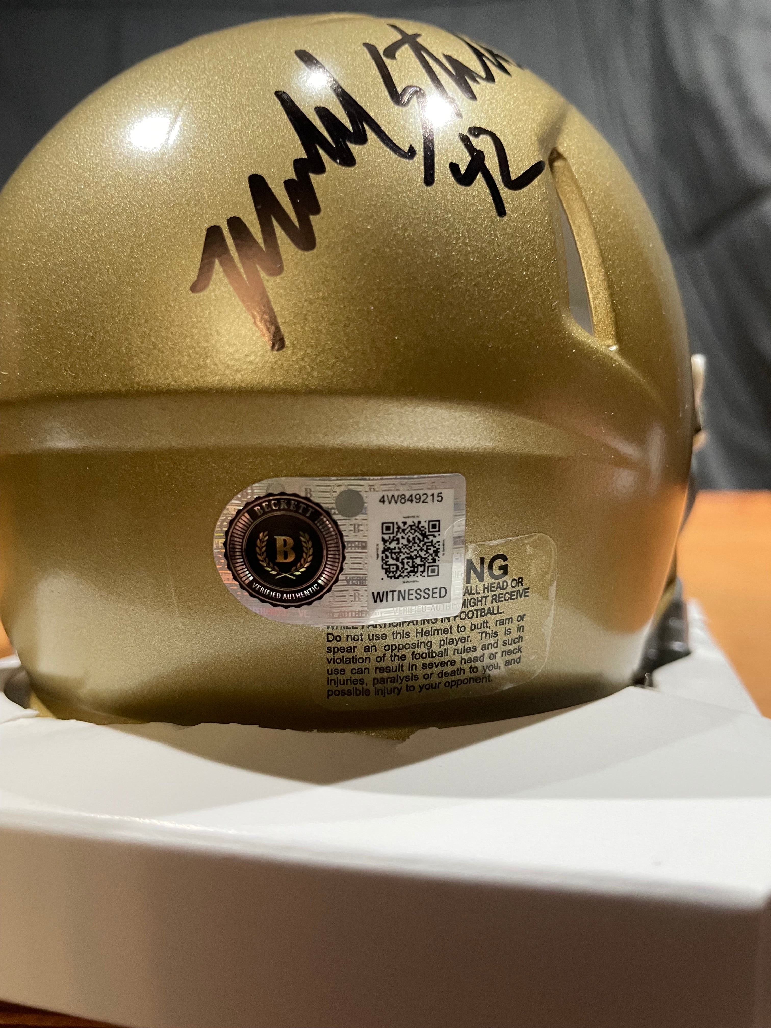 Michael Stonebreaker Autographed Notre Dame Mini Helmet- Beckett Hologram