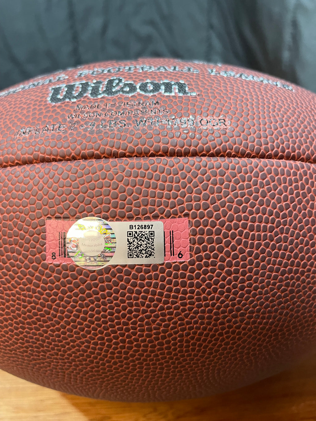 Ron Mix Chargers Autographed Football- Schwartz Hologram and Certificate of Authenticity